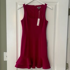Chelsea28 Fuchsia Ruffle Hem Dress